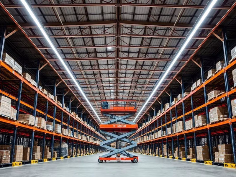 LED lighting installed across a commercial warehouse space